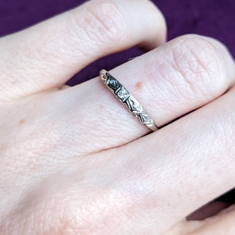 💘SALE💝 micro stacking engagement ring 14K solid WG